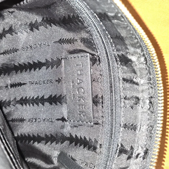 Thacker Black Leather Clutch with Gold Ring - Picture 3 of 3